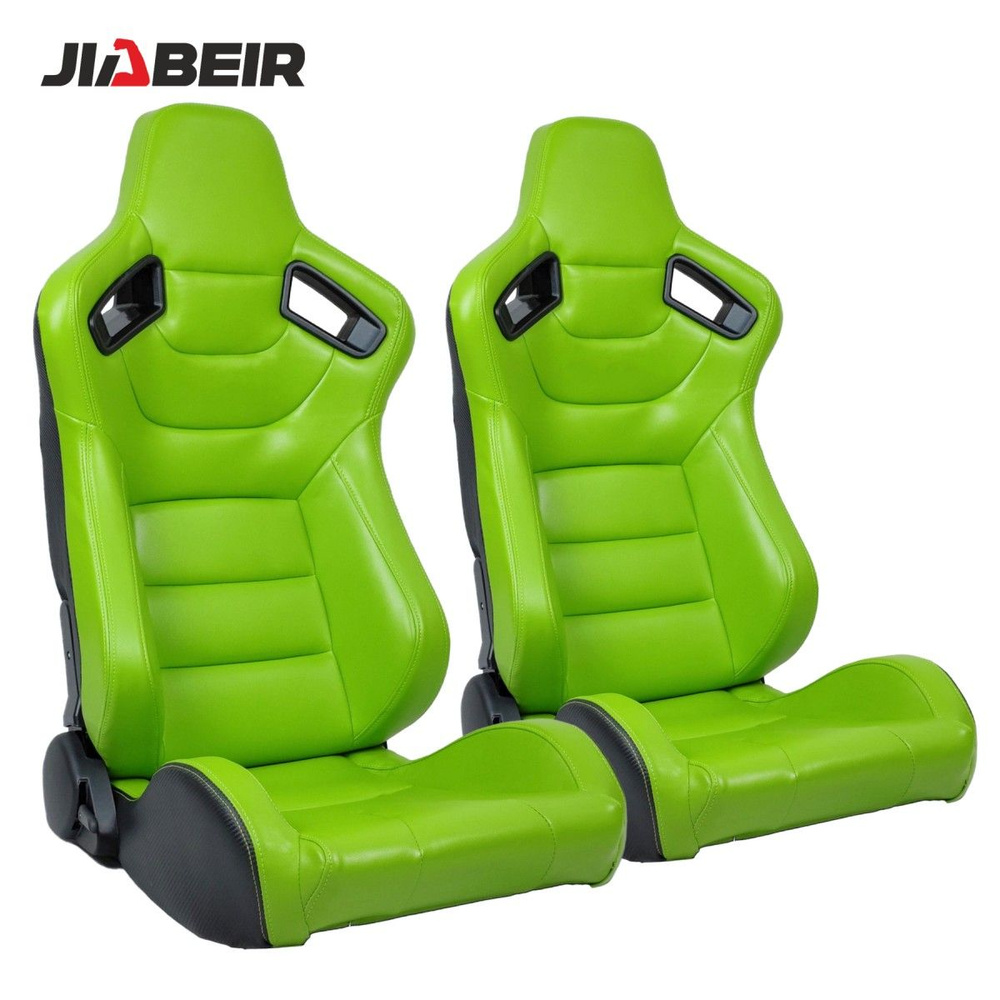 Спортивное гоночное сиденье: универсальное, ковшеобразное, из искусственной кожи с зеленым логотипом #1