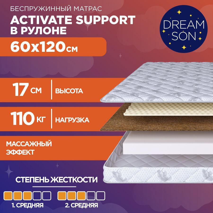 Ортопедический матрас DreamSon Activate Support 60х120, 17см, беспружинный, двусторонний с одинаковой #1