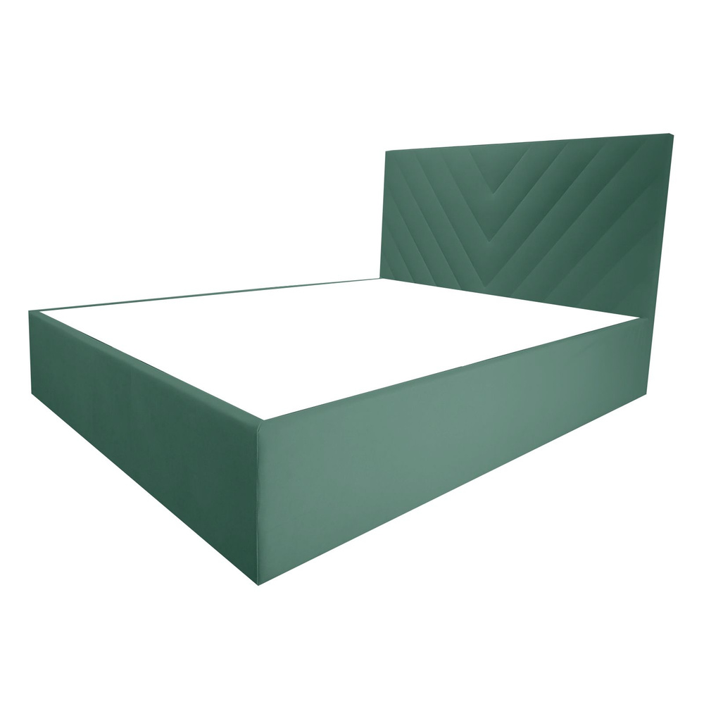 Двуспальная кровать Канди Эко 140x200 основание металлическое с ламелями велюр зеленый ножки 5 см  #1