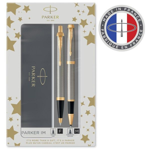 Набор ручек Parker IM Core TK223 Brushed Metal GT ручка роллер, ручка шариковая (подарочная коробка) #1