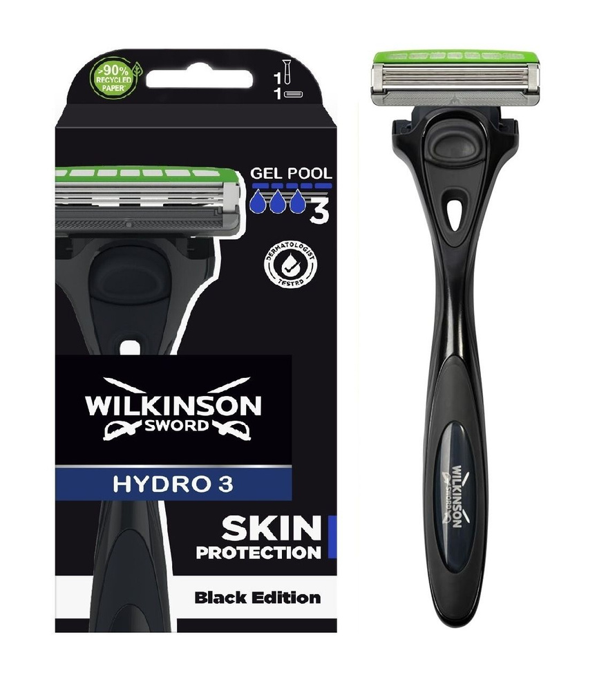 Wilkinson sword Skin Hydro 3 Black Edition / Бритвенный станок с 1 сменной кассетой, Германия  #1