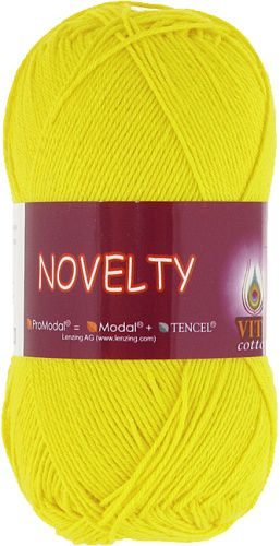 Пряжа Novelty (Vita cotton),цвет 1214 желтый, 5 мотков, 50гр/200м, 50% хлопок,50%модал, Индия  #1