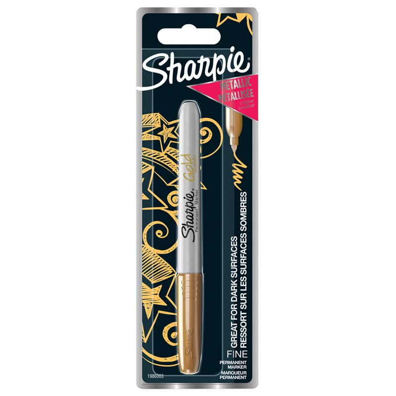 Маркер перманентный Sharpie "Gold", золотой, металлик, пулевидный, 1мм (США)  #1