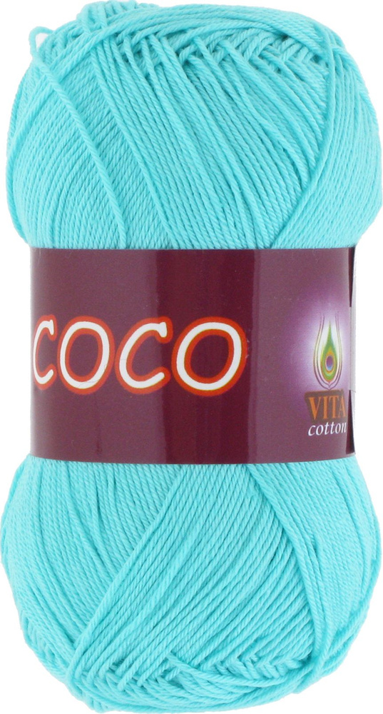 Пряжа Сoco (Vita cotton),цвет 3867 бирюза, 5 мотков, 50гр/240м,100% хлопок двойной мерсеризации,Индия #1