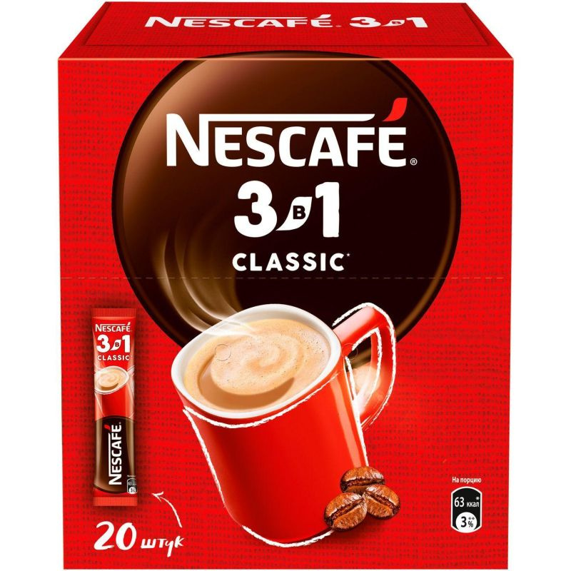 Кофе Nescafe 3 в 1 классический раств., шоу-бокс, 20штx14,5г #1