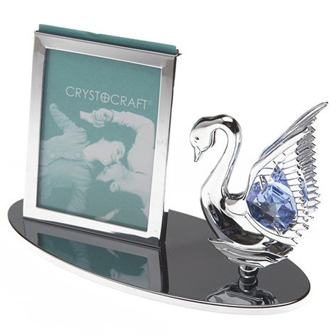 Миниатюра фоторамка Crystocraft "Лебедь" с кристаллами Swarovski U0027-042-CBL  #1