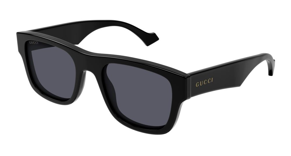 Мужские солнцезащитные очки Gucci GG1427S 001, цвет: черный, цвет линзы: серый, прямоугольные, ацетат #1