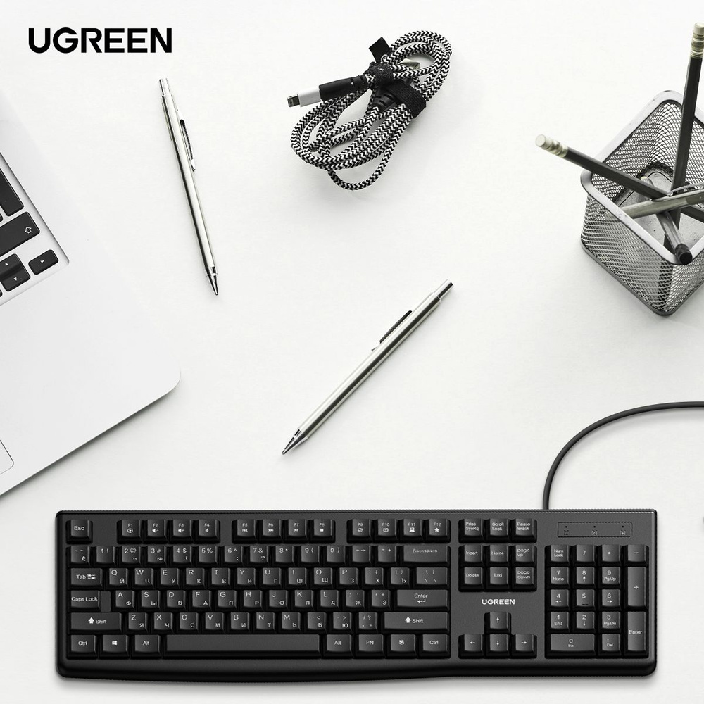 Клавиатура UGREEN KU003 (15218) USB с кабелем USB. Цвет: черный #1