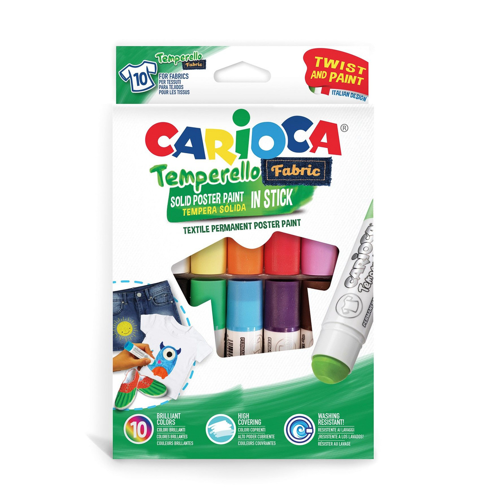 CARIOCA Temperello Fabric набор карандашей-стиков по ткани, заточенные, 10 цветов 42324  #1