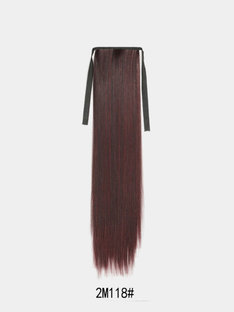 Хвост накладной для волос шиньон на лентах 60 см баклажановый оттенок  #1