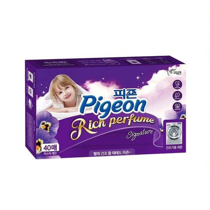 Pigeon "Rich Perfume Dryer Sheet Signature" - Тайны дождя Салфетки-кондиционер для сушки белья в сушильной #1