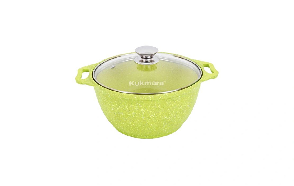 Кастрюля 3 л с антипригарным покрытием со стеклянной крышкой Kukmara (Trendy style lime), к31tsl  #1