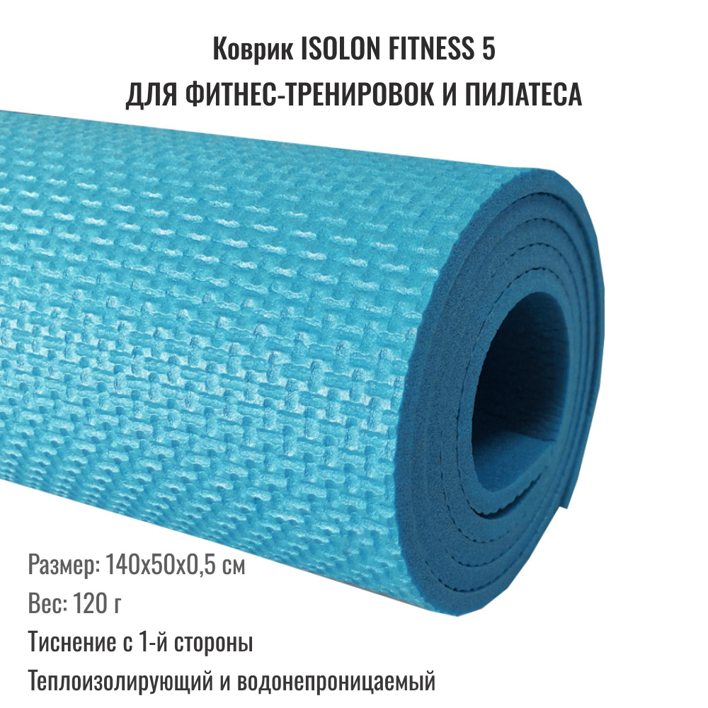 Коврик для фитнеса Isolon Fitness, голубой. Эластичный, легкий, для аэробики и зарядки.  #1