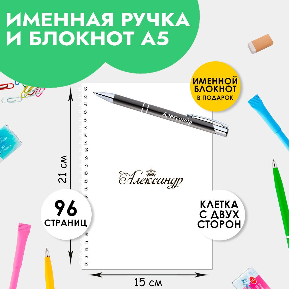 Ручка шариковая именная Александр с блокнотом в подарок / Подарок на Новый год, 23 февраля  #1