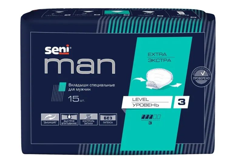 Seni Man Вкладыши урологические для мужчин Extra level 3, 15 шт #1