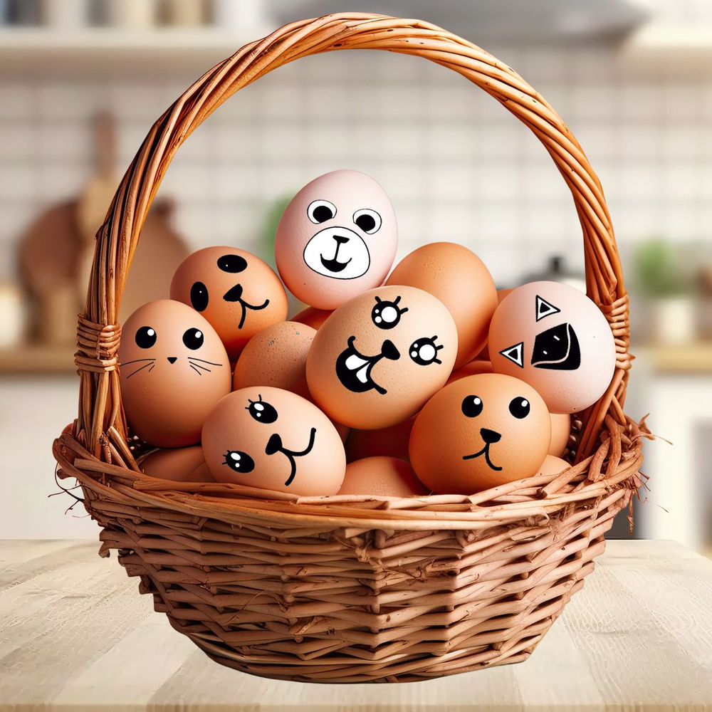 Пасхальный декор Woozzee Смайлики наклейки для яиц на Пасху  #1