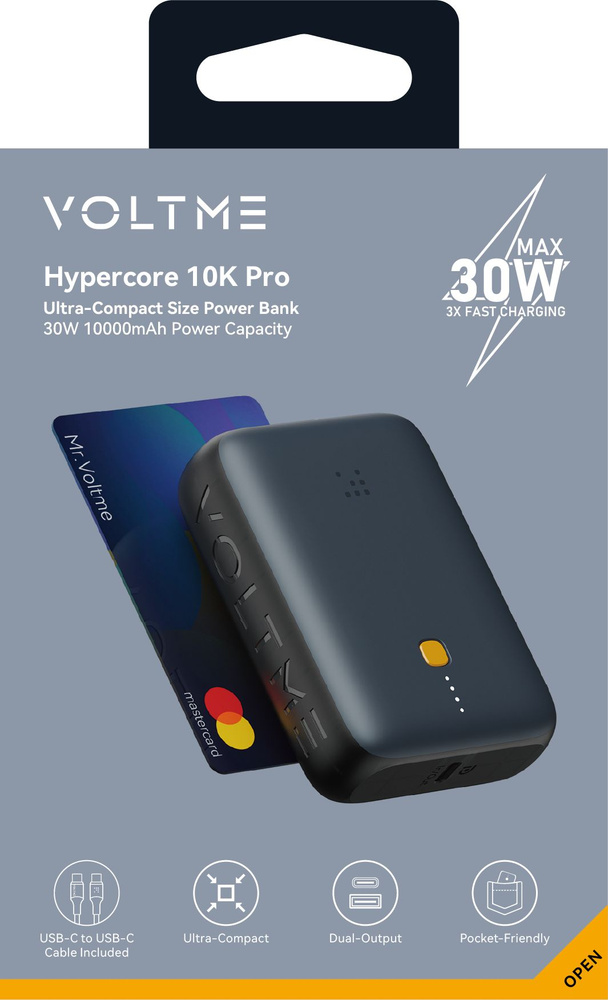 Внешний Аккумулятор VOLTME Hypercore 10K Pro CA - Deep Blue / Темно-синий HP10P (30 Вт W USB A + Type-C #1