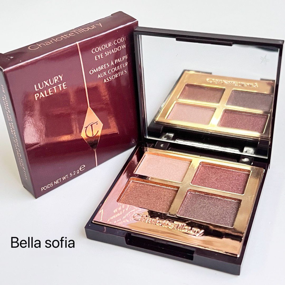 CHARLOTTE TILBURY Тени для век 4 цвета, матовый блеск, тонкий и прозрачный цвет, Bella Sofia#, 5,2 г. #1