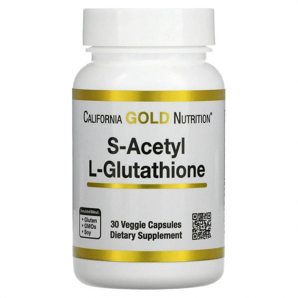 California Gold Nutrition, S-ацетил-L-глутатион, 100 мг, 30 растительных капсул  #1