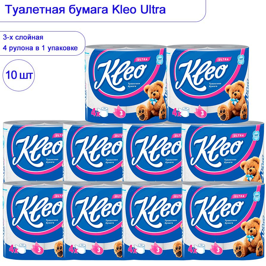 Мягкий знак Туалетная бумага Kleo Ultra 3 слоя 4рулона, 10уп #1