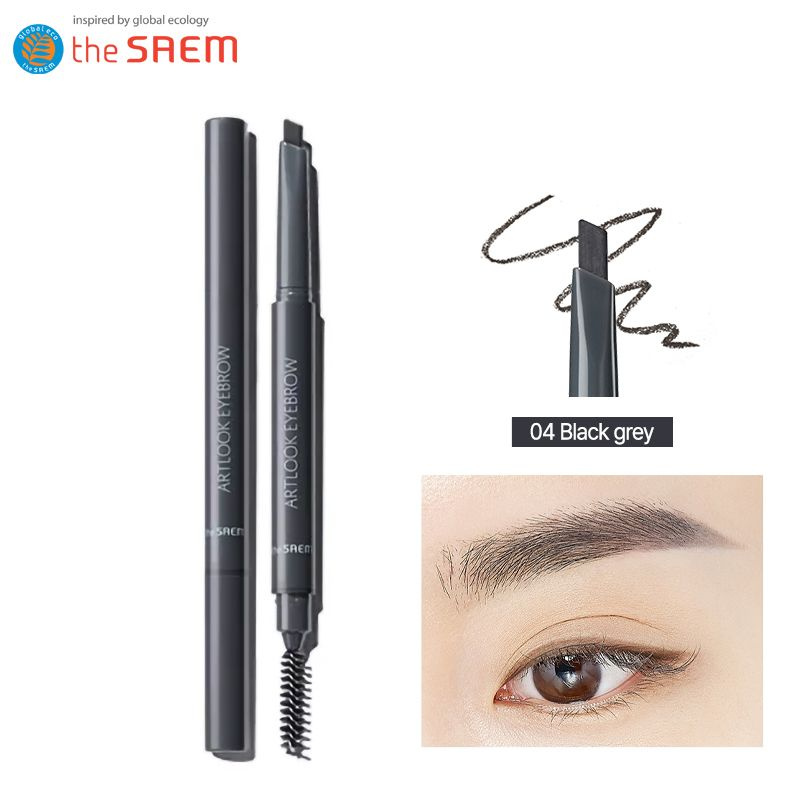 The Saem Saemmul Artlook Eyebrow ( 04 Black Grey ), Карандаш для бровей с щеточкой,Корейская косметика #1