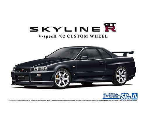 Aoshima Сборная модель NISSAN BNR34 SKYLINE GT-R V-SPEC '02 CUSTOM WHEEL, 1/24 #1