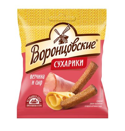 Сухарики "ВОРОНЦОВСКИЕ" со вкусом ветчины с сыром 40гр*14 #1