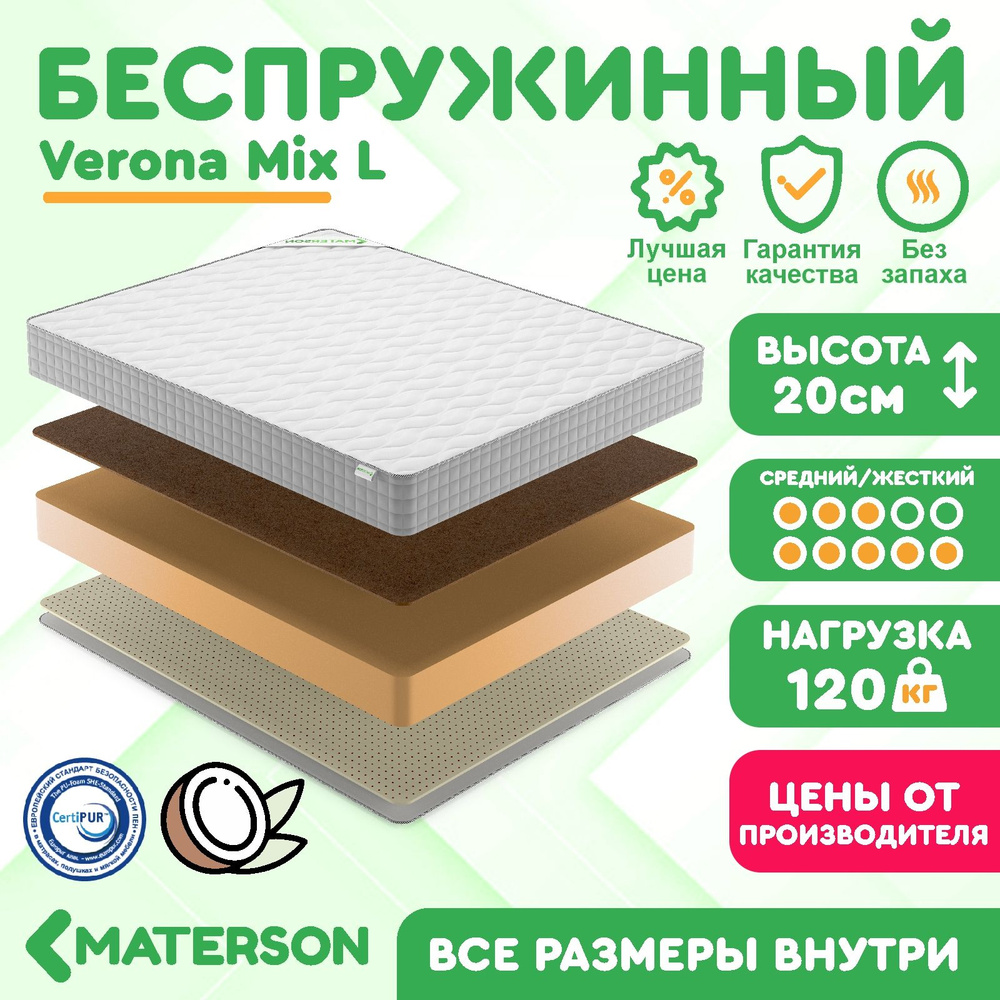 Матрас 90х190 Беспружинный MATERSON Verona Mix L 90x190 #1