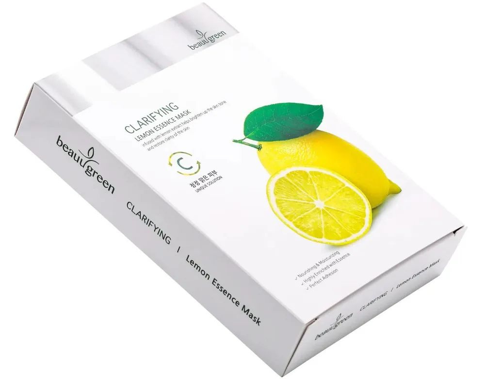 Beauugreen маска для лица тканевая Premium Lemon Essence Mask 10шт #1