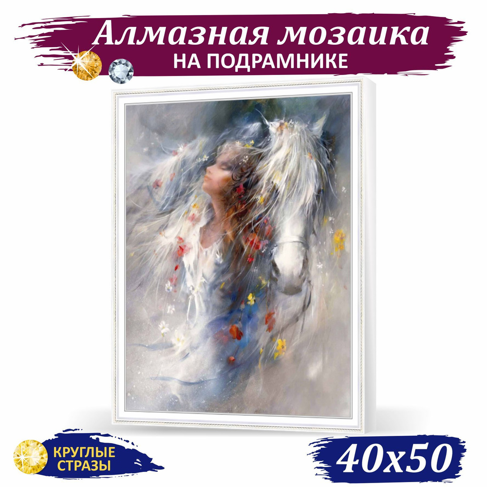 Алмазная мозаика на подрамнике,круглые стразы (Мечты)авт.Хаерантс 50x40см, 24цв.  #1