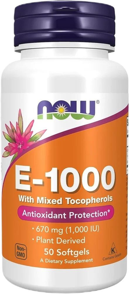 NOW E-1000 With Mixed Tocopherols 50 капсул (Витамин Е 1000 IU) #1