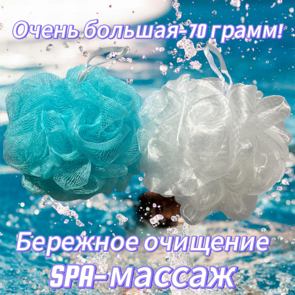 Набор мочалок CUPELLIA SPA Шар 2 штуки по 70 грамм INTERLOK #1