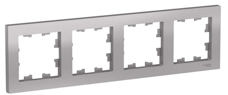 Рамка 4-местная Systeme (Schneider) Electric AtlasDesign для розеток и выключателей, Алюминий, ATN000304 #1