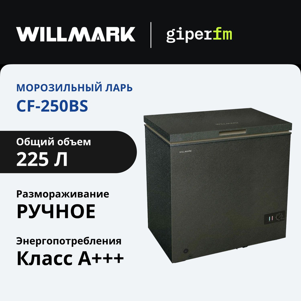 Морозильный ларь Willmark CF-250BS, объем 225 л, мощность замораживания 9.2 кг./сутки, BlackStone  #1