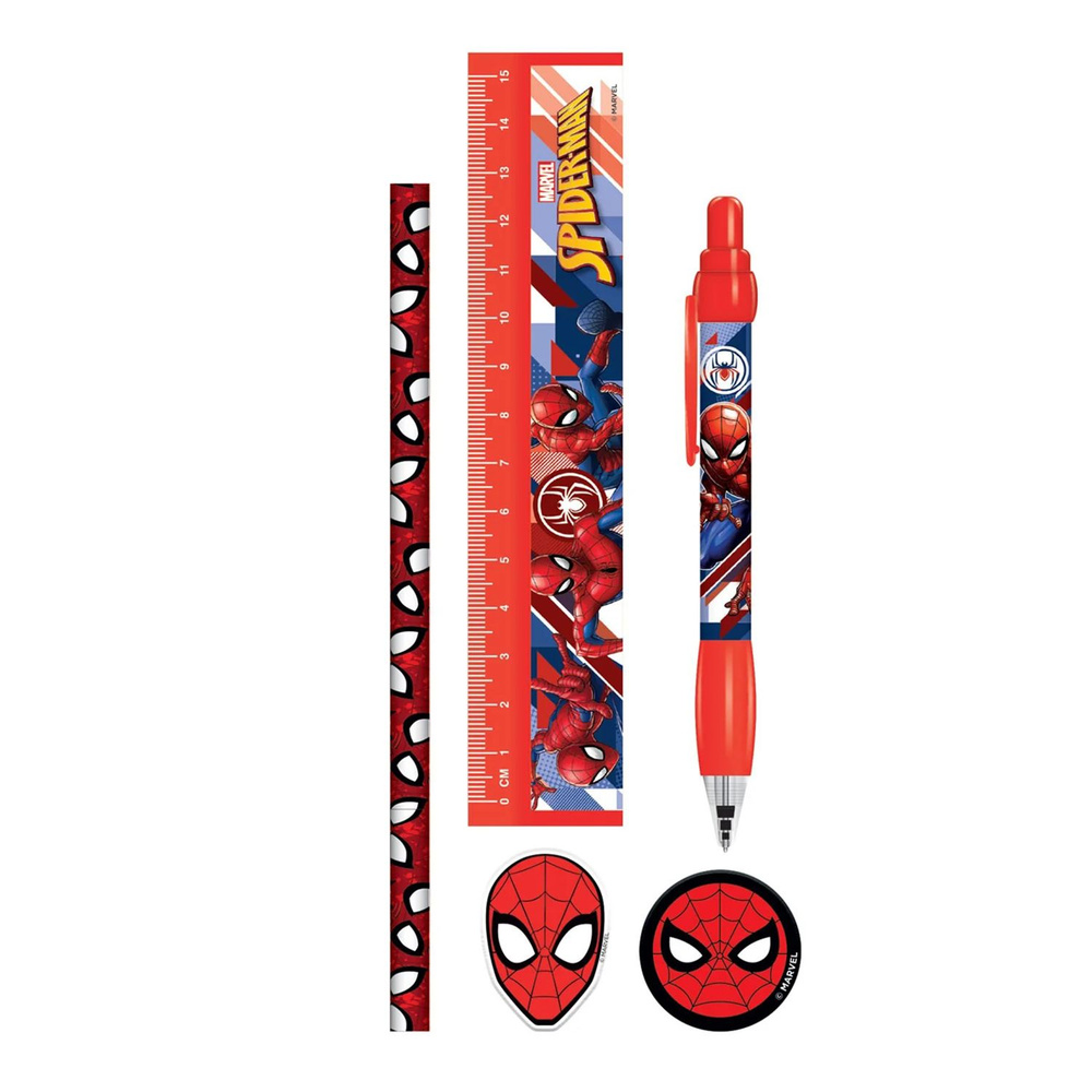 Канцелярский набор Spider-Man Web Strike Stationery (ручка, карандаш, линейка, точилка, ластик) SR72736 #1