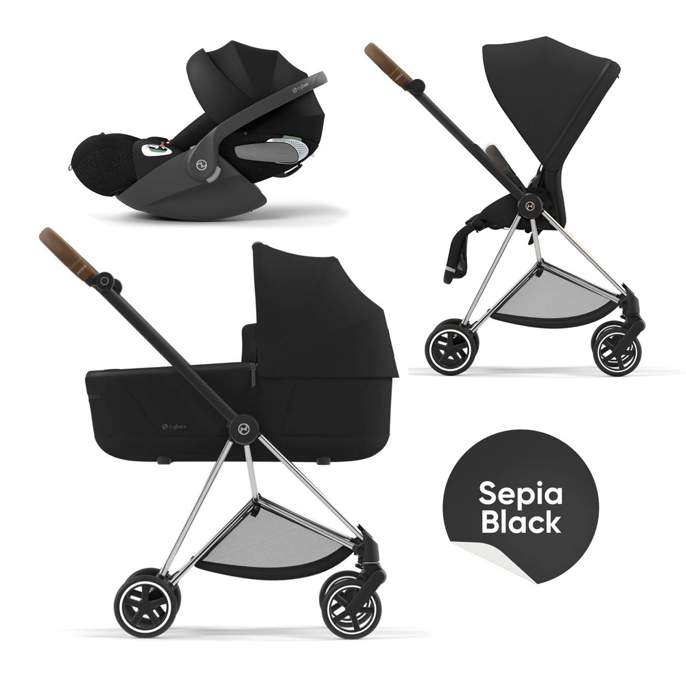 Cybex Mios III Коляска 3 в 1, шасси Chrome, коричневая ручка, текстиль Sepia Black  #1