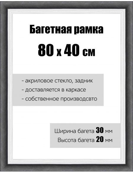 Рамка багетная для картин со стеклом 80 x 40 см, РБ-112 #1