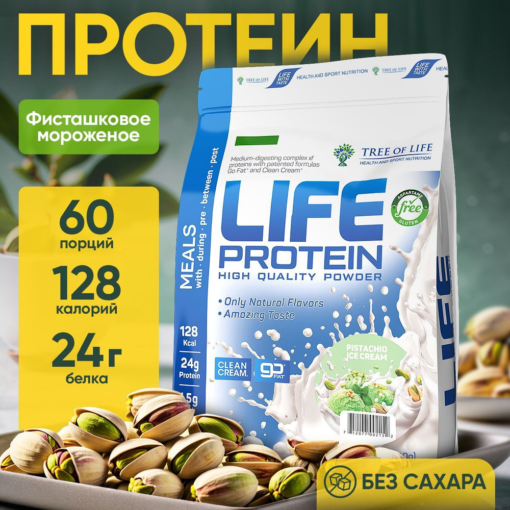 Протеин сывороточный + Изолят Life Protein 4LB. Мультикомпонентный белковый коктейль "Фисташковое мороженое" #1