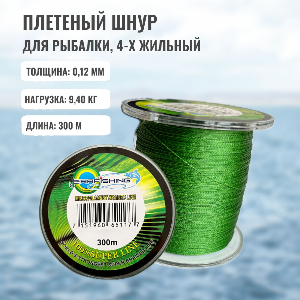 Плетеный шнур для рыбалки 4-х жильный ERAFISHING 0.12, 300м #1