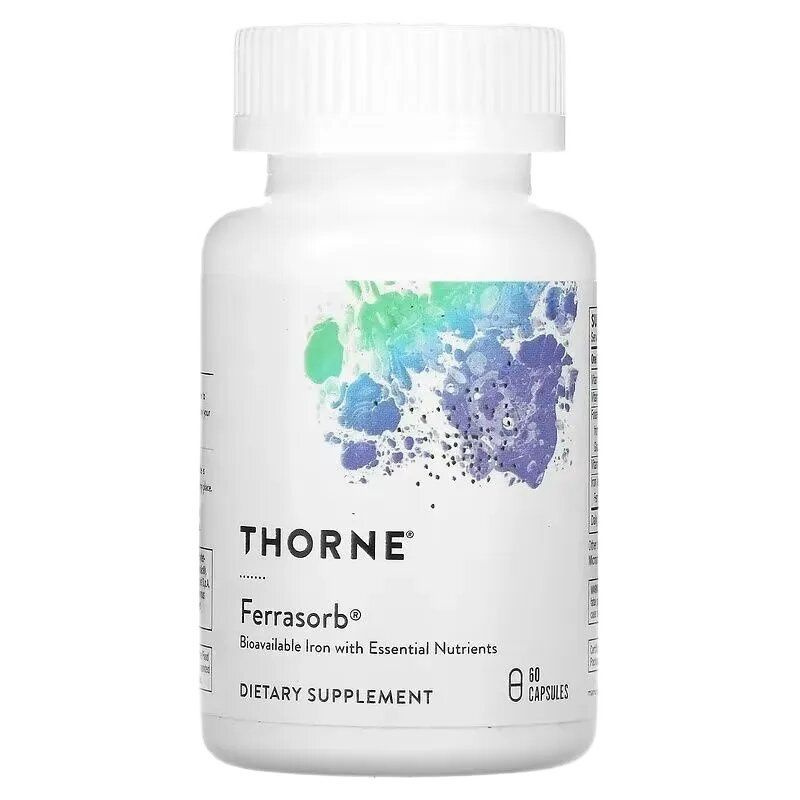 Thorne Research, Ferrasorb, железо с кофакторами, 60 капсул #1