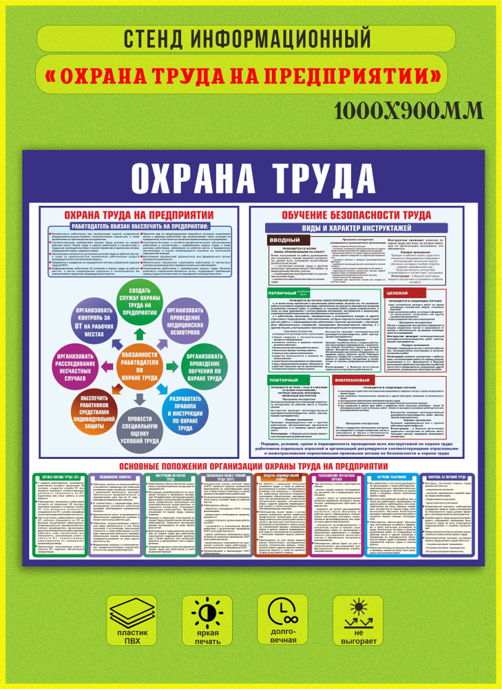 Стенд информационный "Охрана труда на предприятии" 1000х900мм  #1