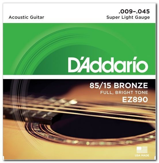 Струны для акустической гитары D'Addario EZ890 85/15 Bronze Supper Light Gauge 09-45  #1