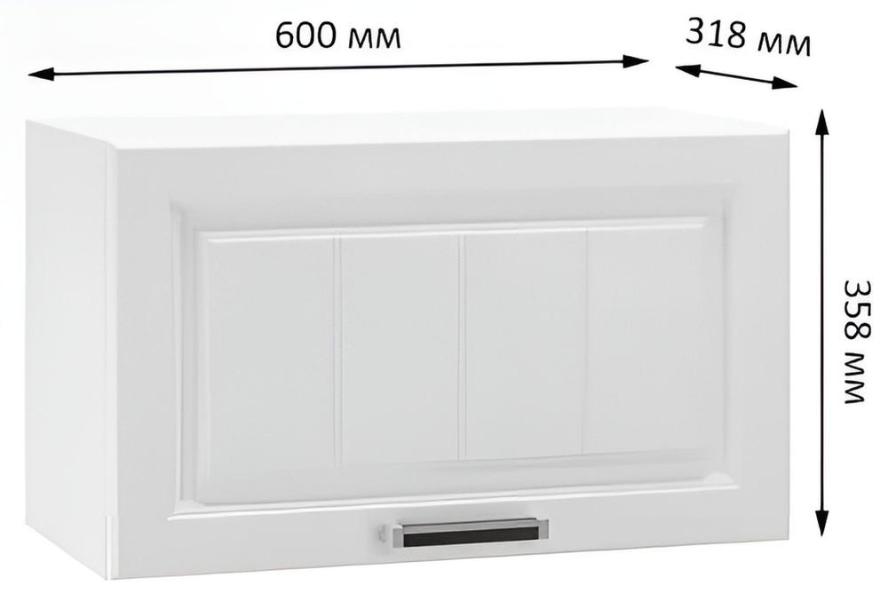 Шкаф кухонный навесной горизонтальный Полюс 60 см, МДФ Белое дерево  #1