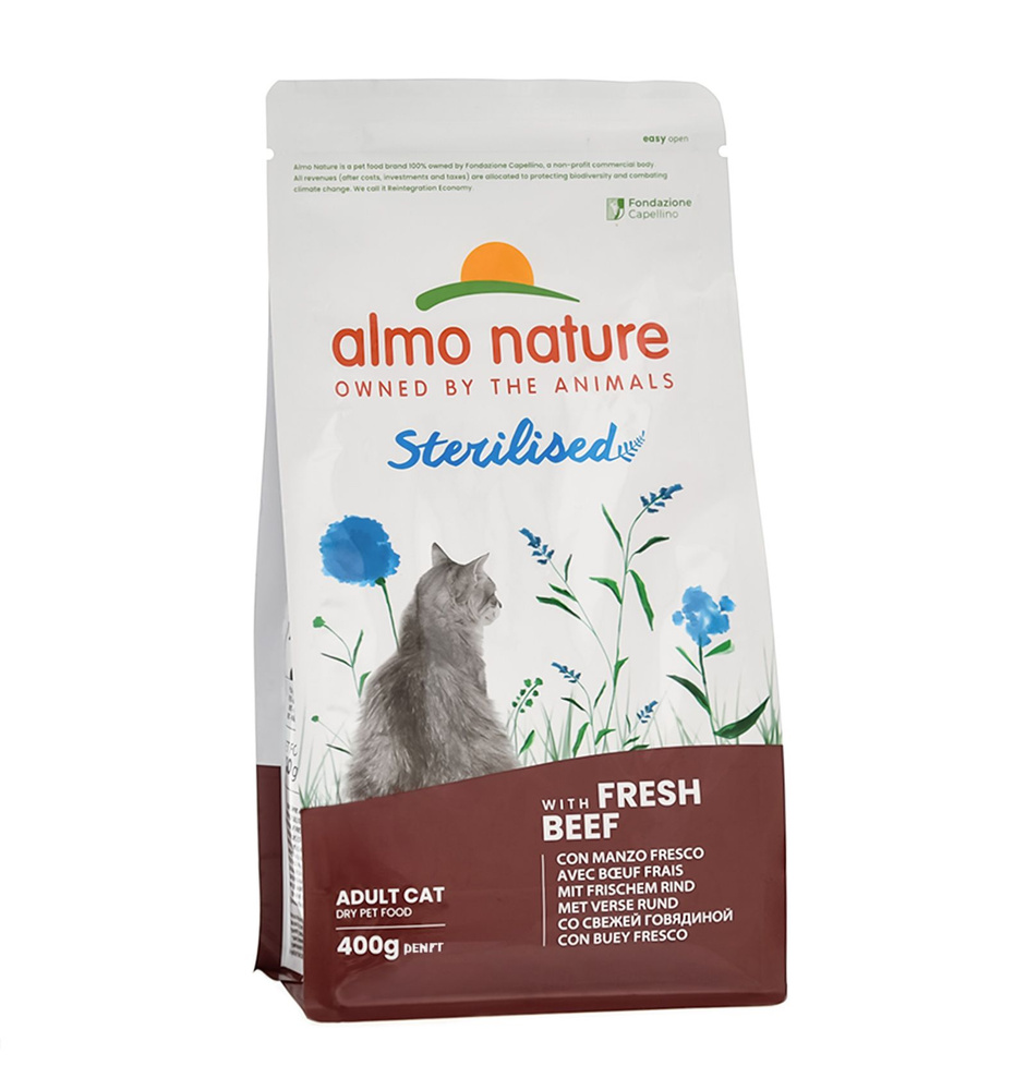 Almo Nature Adult Cat Sterilised Fresh Beef Сухой корм для стерилизованных кошек (говядина), 400 г  #1