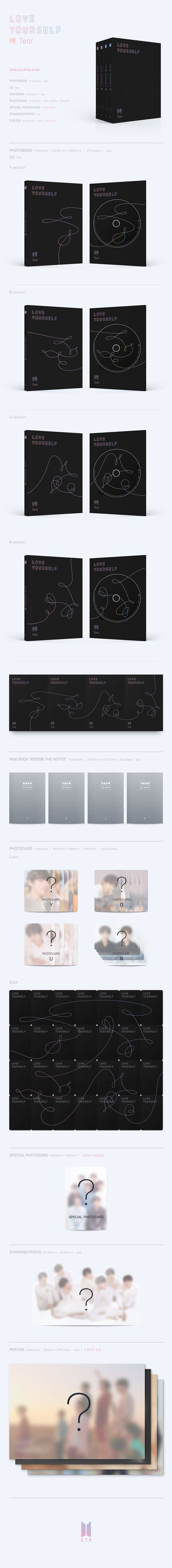 Альбом BTS - Love Yourself 轉 'Tear' 3rd Album 4 Version SET