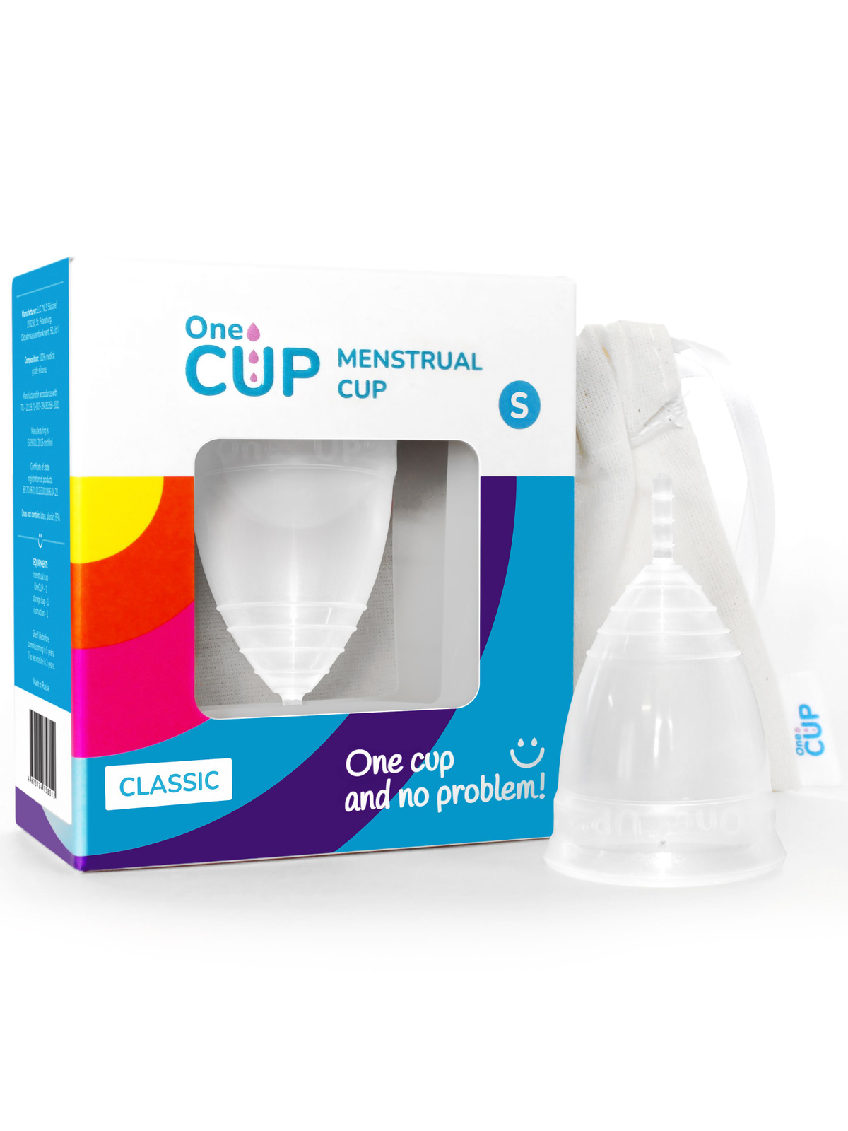 Менструальная чаша OneCUP Classic прозрачная размер S (для небольших выделений) 