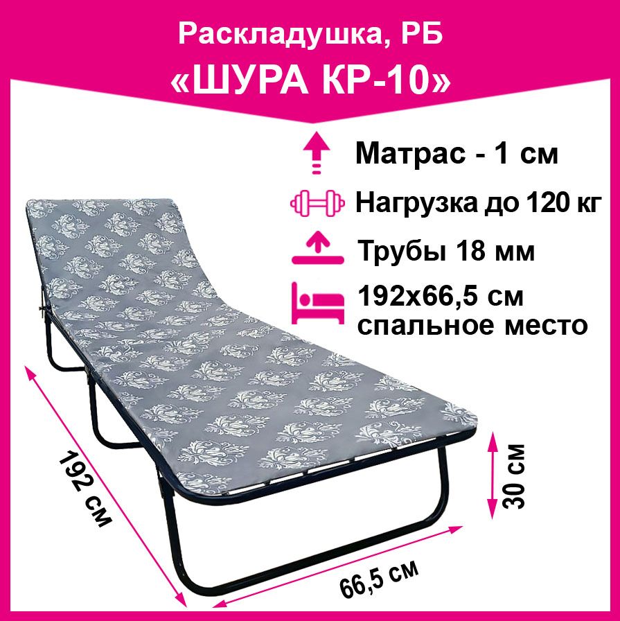 РаскладушкаШураКР-10(матрас1см,труба18мм)