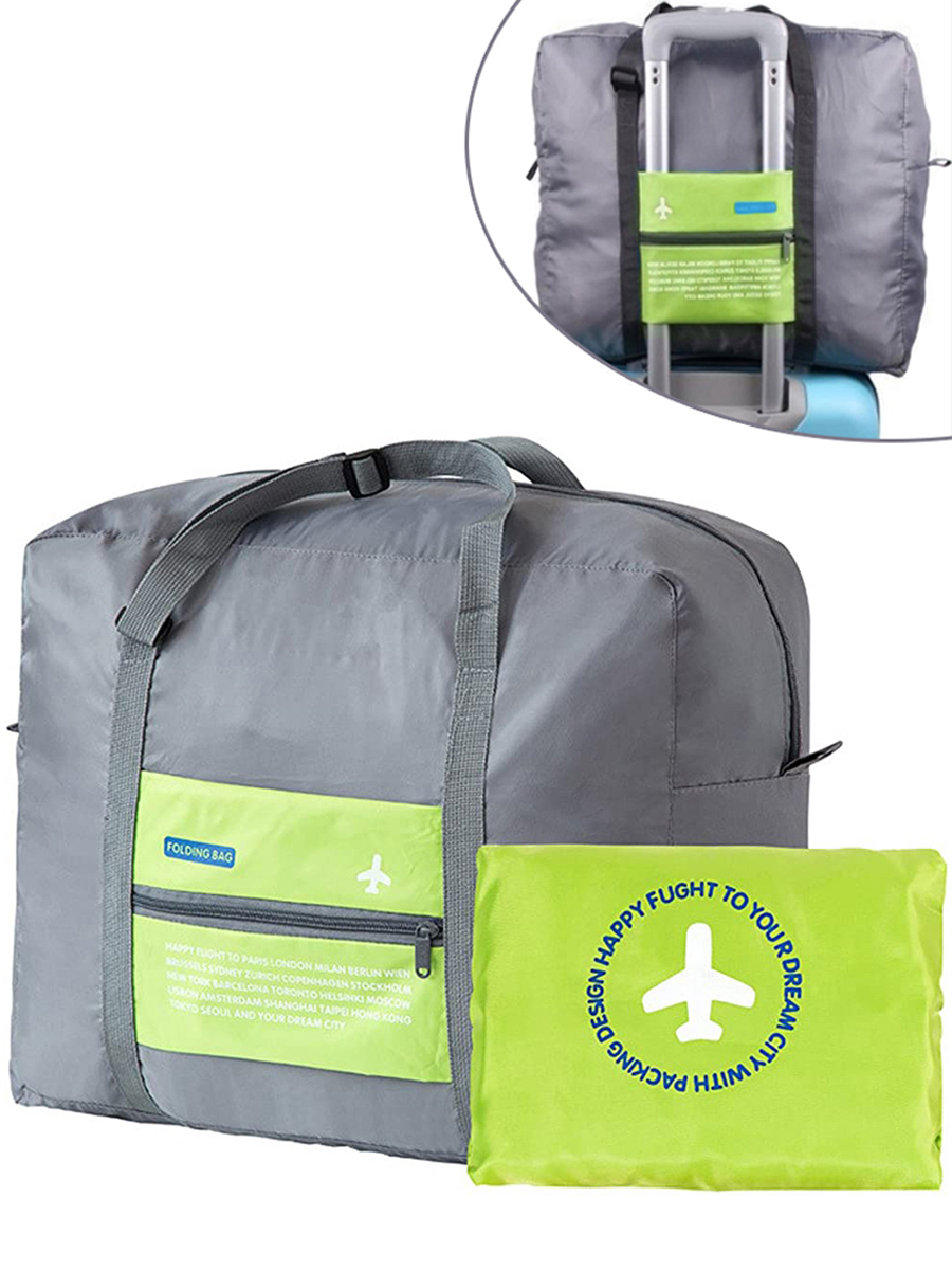 Складнаядорожнаясумкадляручнойклади,крепитсянаручкучемодана,зеленый