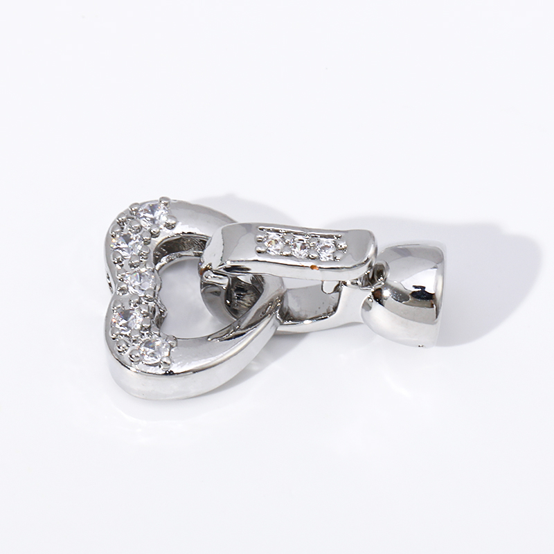 замокдлябижутерии,замкидлябраслетов"Сердцесфианитами",длясозданиеукрашений,1шт,18,5x11мм,латунь,позолота18K/сродиевымпокрытием