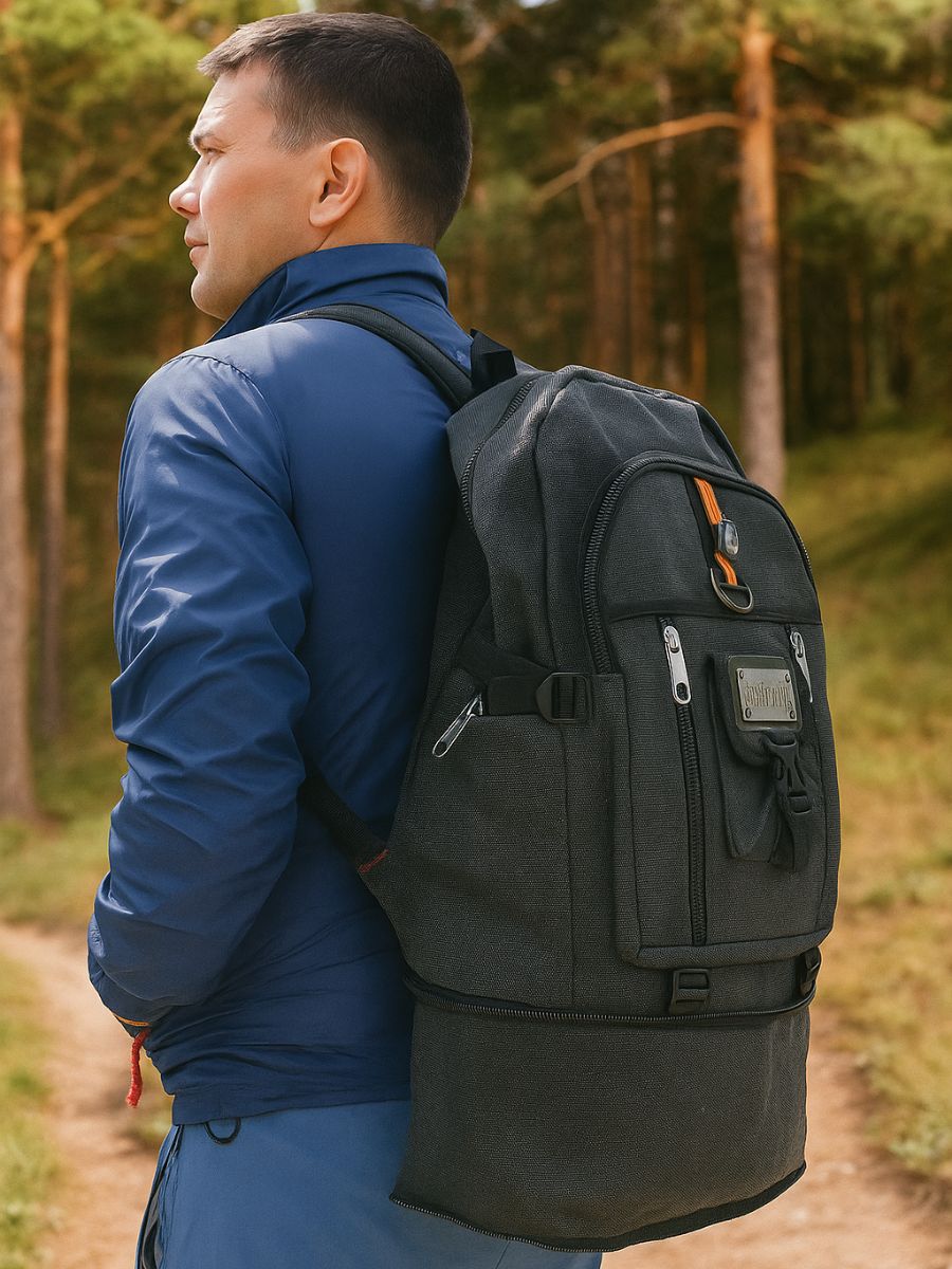 Рюкзакмужскойженскийспортивныйтуристическийпоходныйгородскойтактический,цветчерный